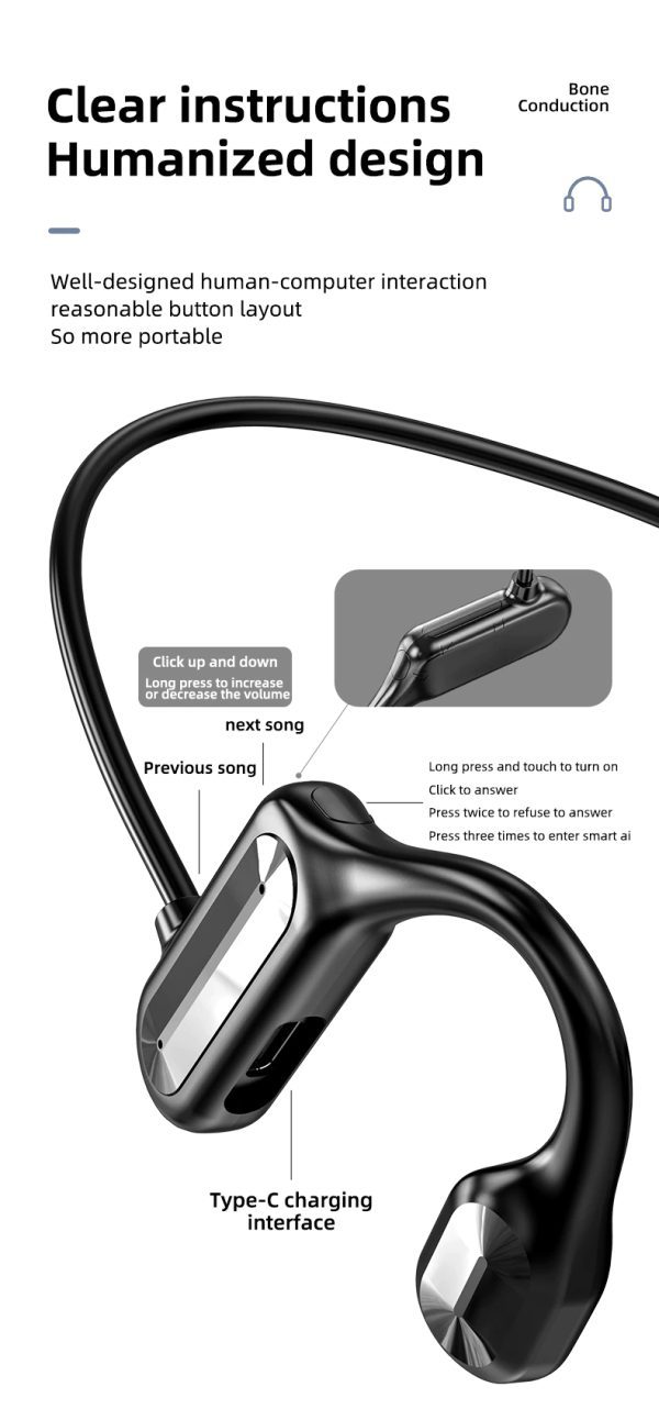 BL09 Wireless Bone Conduction Headphone Bluetooth-compatible Earphone - Image 3