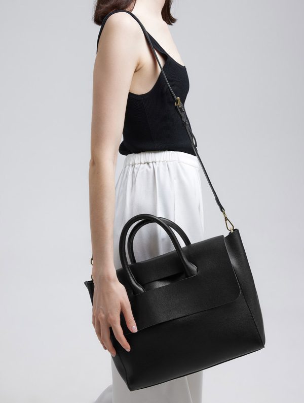 Classy Top Handle Women Bag Black - Image 4