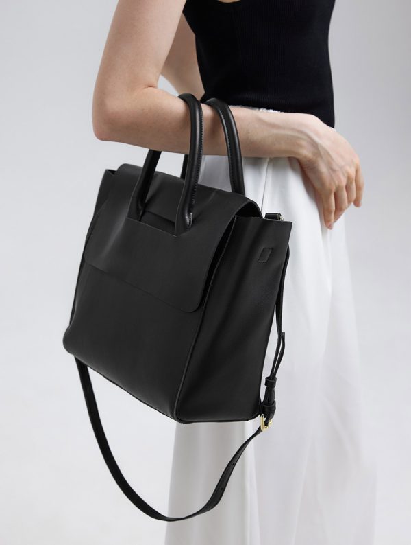 Classy Top Handle Women Bag Black - Image 5