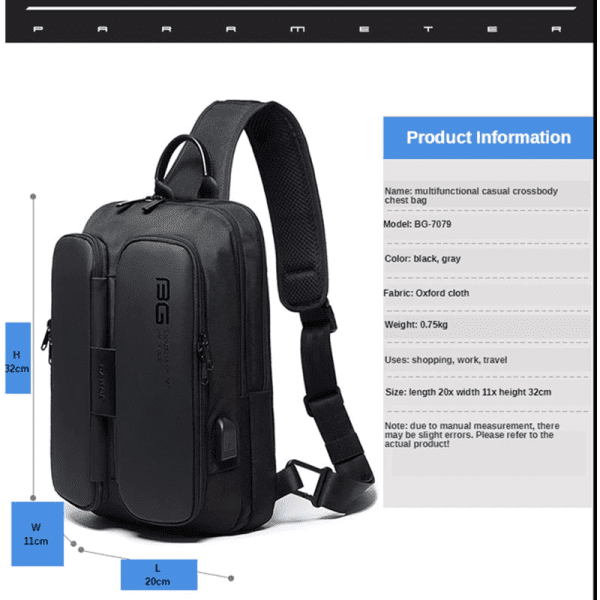 BANGE Men's Chest Pack Casual Crossbody Bag - Image 5