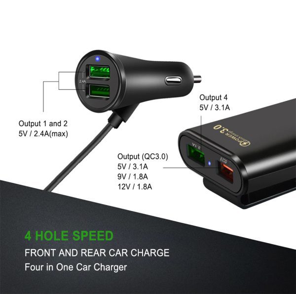 4-ports USB Car Quick Charger (Black)-CPH005 - Image 5