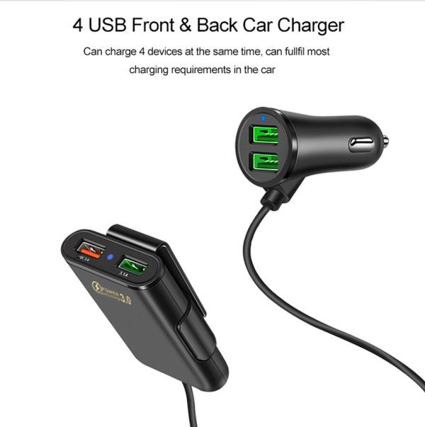 4-ports USB Car Quick Charger (Black)-CPH005 - Image 3