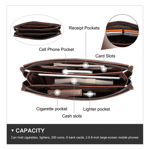 Genuine Leather Men Clutch Bag Large Capacity Coded Lock - Image 5
