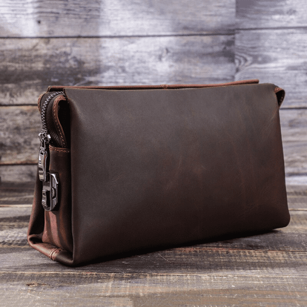 Genuine Leather Men Clutch Bag Large Capacity Coded Lock - Image 2