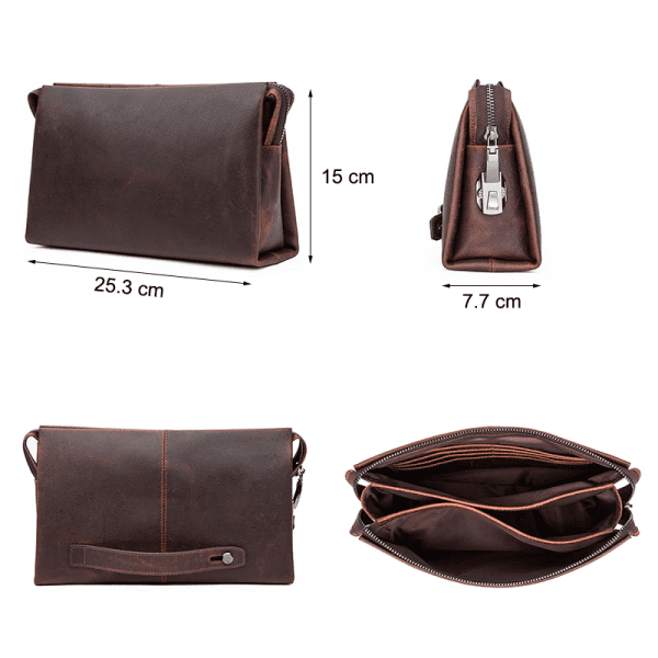 Genuine Leather Men Clutch Bag Large Capacity Coded Lock - Image 3