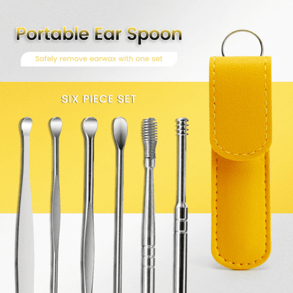 6 PCS Portable Ear Cleaner Set With Leather Case - Image 4