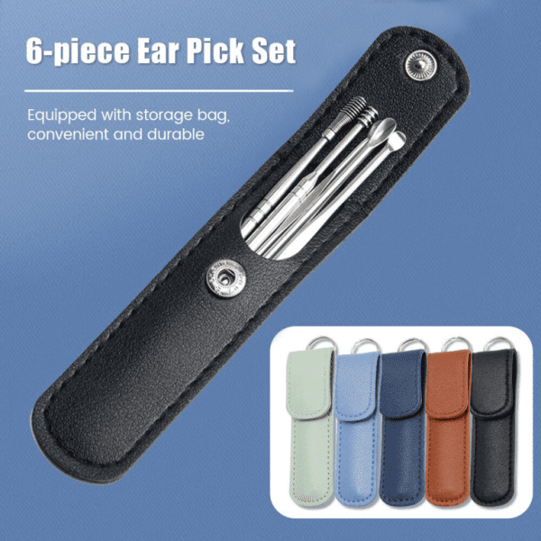 6 PCS Portable Ear Cleaner Set With Leather Case - Image 5