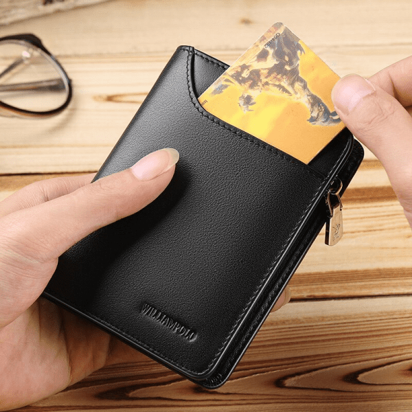 Genuine Leather Short Purse Zipper Wallet