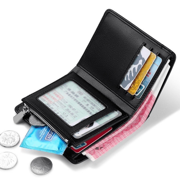 Genuine Leather Short Purse Zipper Wallet - Image 2