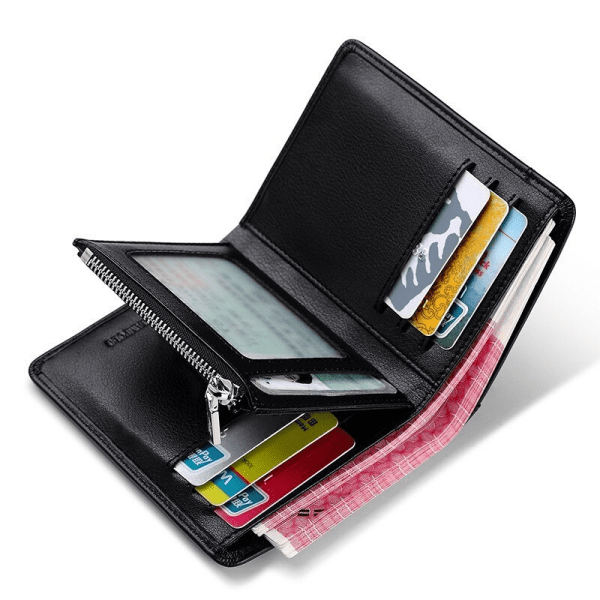 Genuine Leather Short Purse Zipper Wallet - Image 3