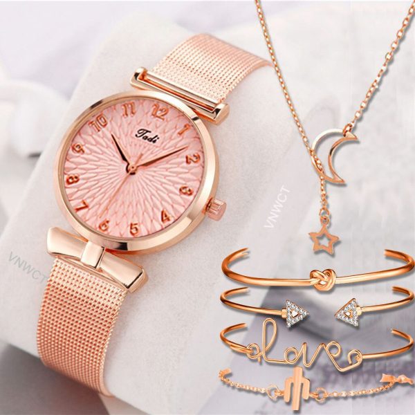 Magnetic Mesh Band Woman Watch with Bracelet - ZWMC005 - Image 3