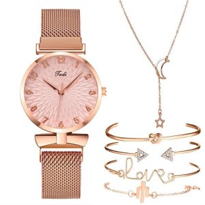 Magnetic Mesh Band Woman Watch with Bracelet - ZWMC005