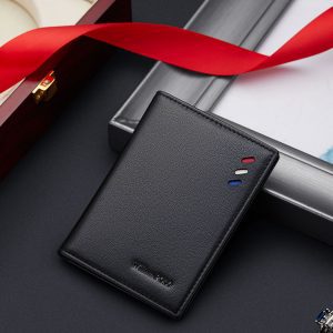 WILLIAMPOLO Short Bifold Slim Genuine Leather Mens Wallet