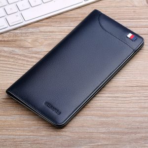 WilliamPOLO Men’s long leather wallet BLUE