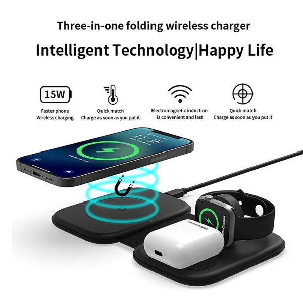 Portable 15W Foldable 3in1 Wireless Charging Station - Image 2