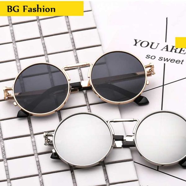 Fashion Round Framed Metal Sunglasses