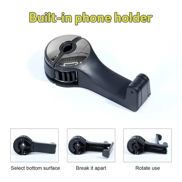 2 in 1 Car Headrest Hook+Phone Holder - Image 5