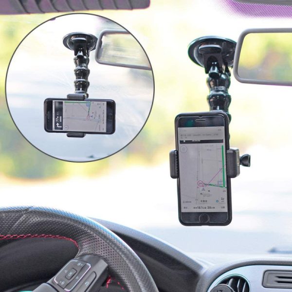 Car Suction Cup Holder With Action Camera Phone Clip - Image 6