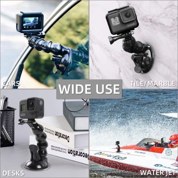 Car Suction Cup Holder With Action Camera Phone Clip - Image 5