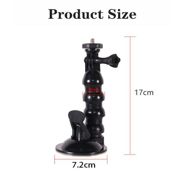 Car Suction Cup Holder With Action Camera Phone Clip - Image 2
