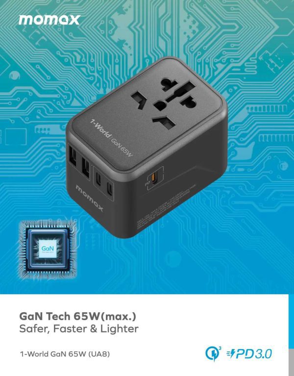 Momax 65W Travel Adapter Universal Socket - Image 2