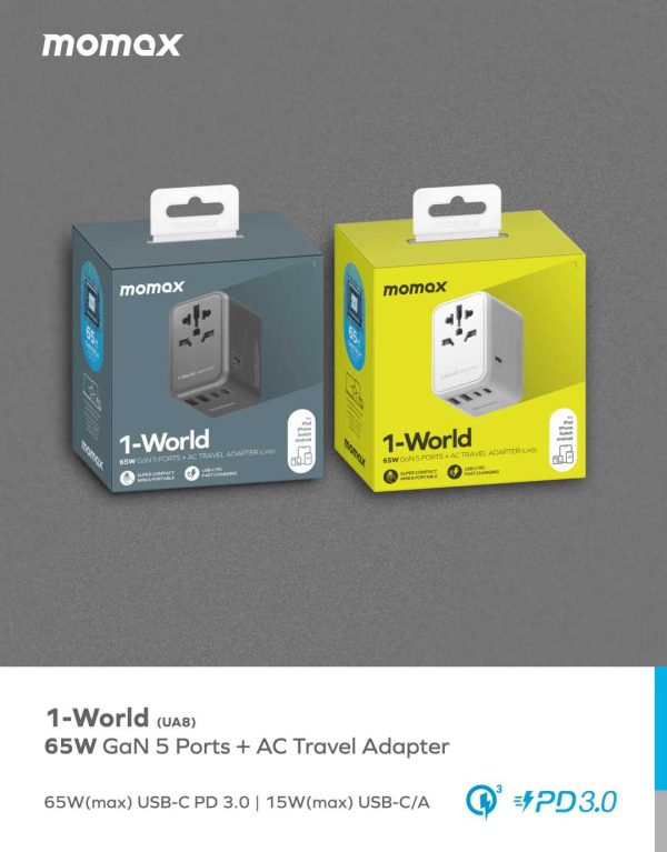 Momax 65W Travel Adapter Universal Socket - Image 3