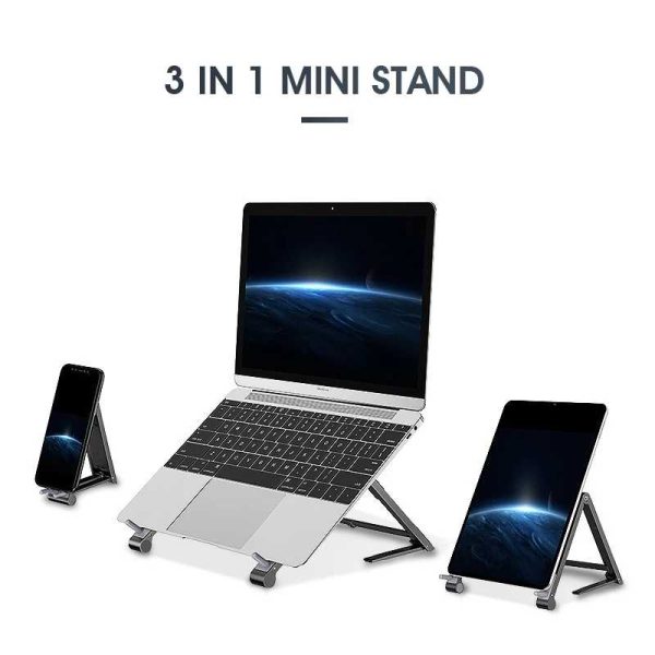 3 in 1 Mini Portable Metal Folding Laptop Stand - Image 3