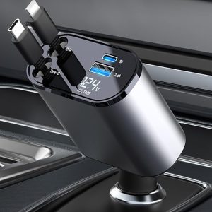 4 in 1 Retractable 100W Super Fast Car Charger