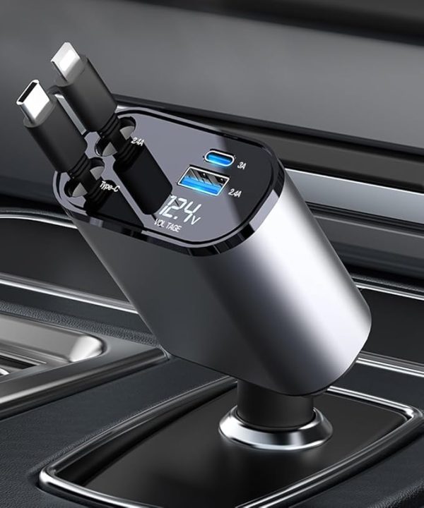 4 in 1 Retractable 100W Super Fast Car Charger